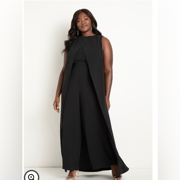 Eloquii Cape Jumpsuit NWT black elegant afterfive wedding event season versatile - Picture 6 of 8